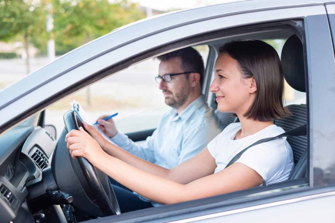 Learning to drive a car. Driving school